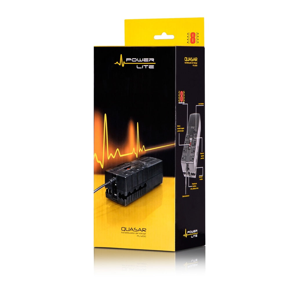 Estabilizador de Voltaje Power Lite pulsar PLI 1200 8 Tomas S1046