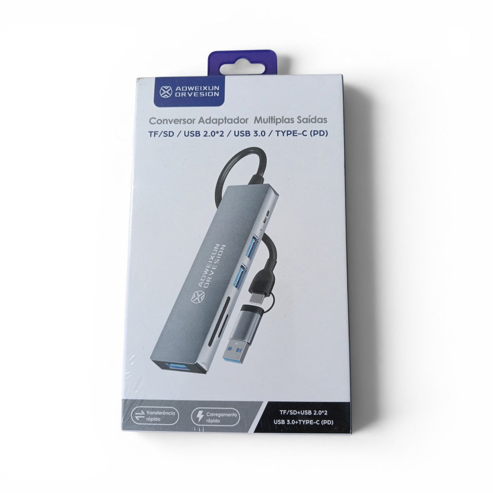 Hub Adaptador Multipuertos 6 en 1 (Tipo-C y USB a USB 3.0, SD/TF y PD 100W) s2033