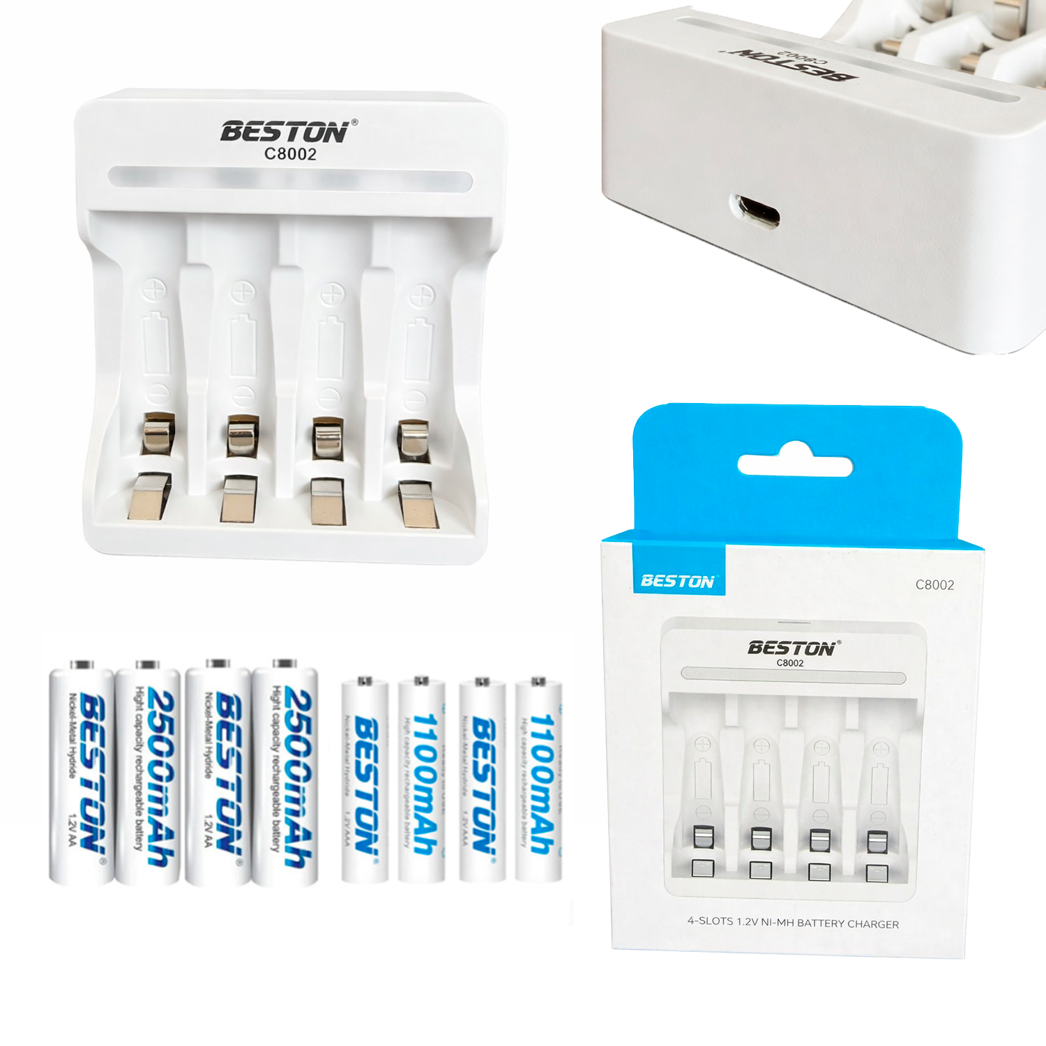 Kit Cargador Inteligente de Pilas +4 AA y 4 AAA Ni-MH 4 puestos s2019