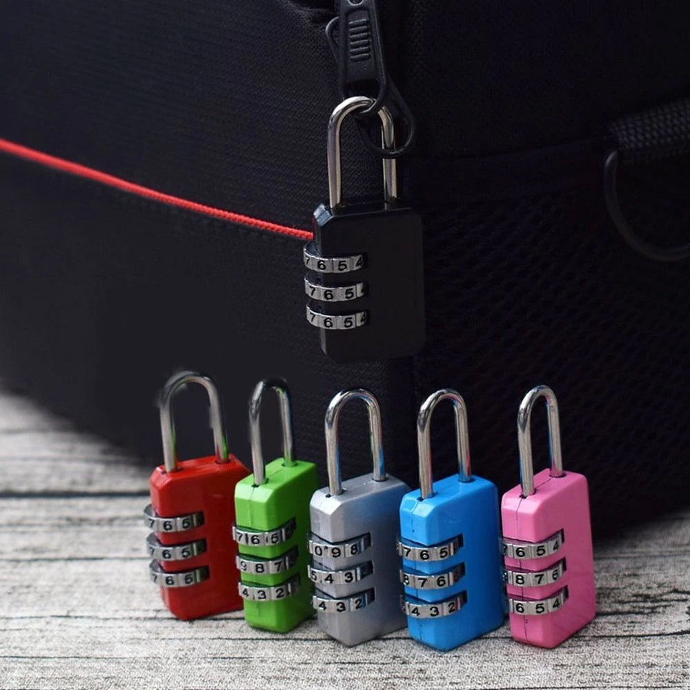 Candado Seguridad Mochilas Casillero Maleta Viaje 3 Dígitos- Negro S1114