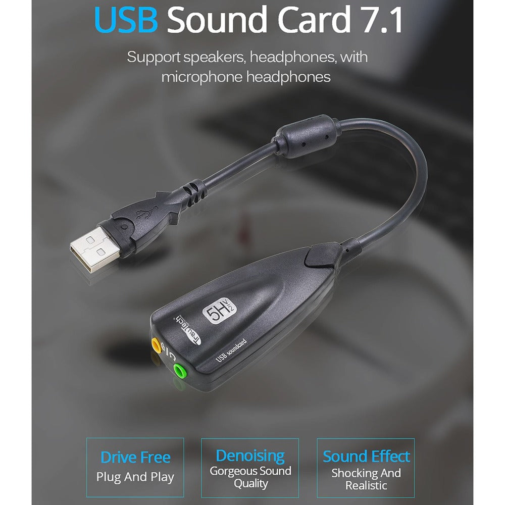 Tarjeta de Sonido Externa Usb 7.1 USB a Audio y Microfono Trautech S1162