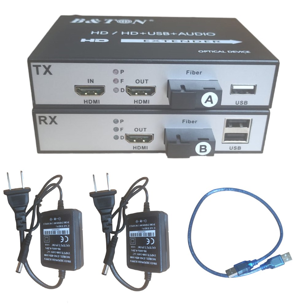 Extensión Extender HDMI fibra optica KVM Hasta 20 kilometros 1080 USB S1437