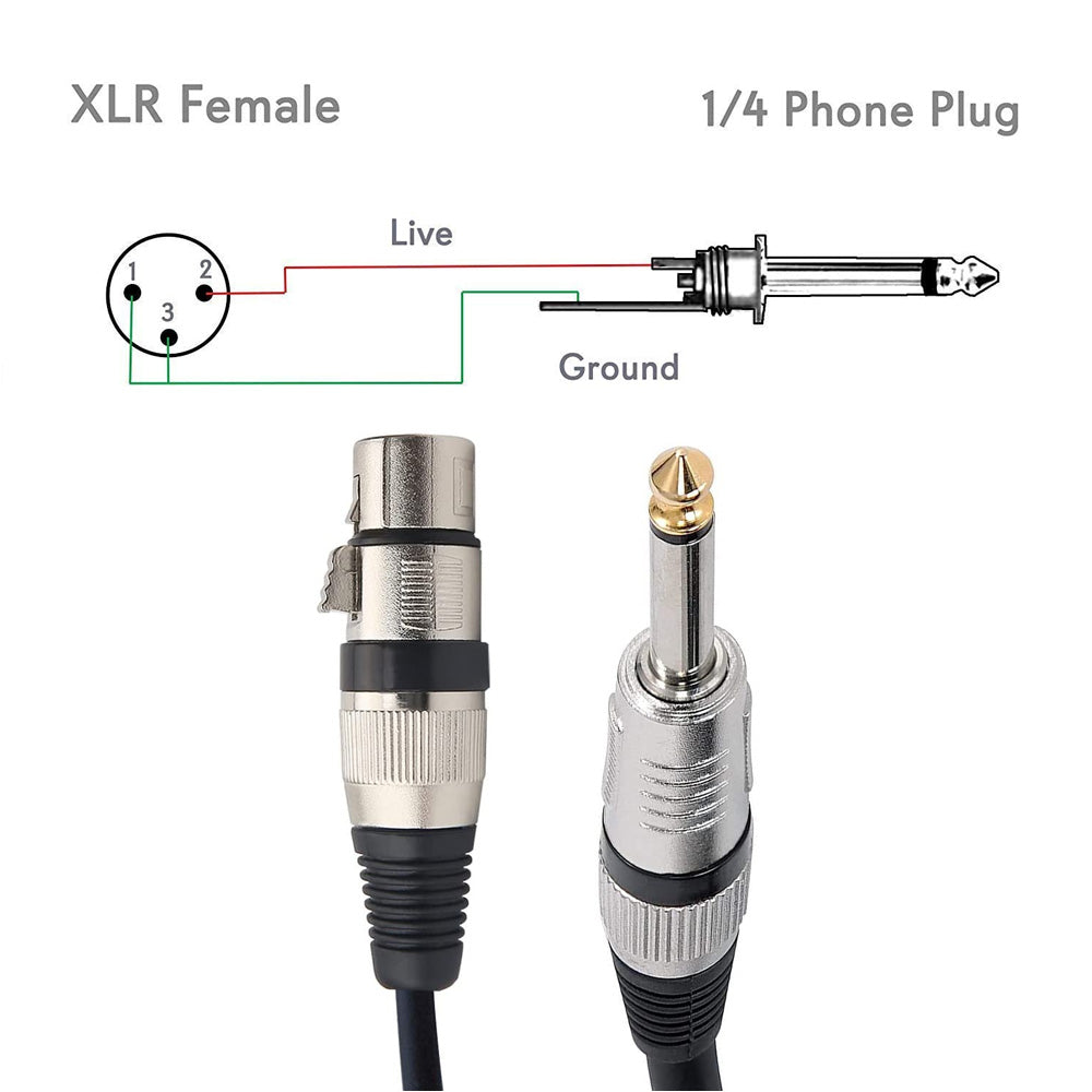 Cable de Audio Profesional Canon XLR Hembra a Plug 6.35mm de Alta Fidelidad 15 Metros S2138