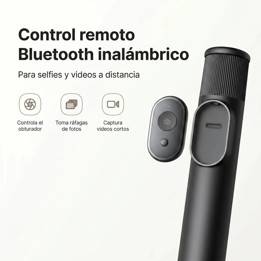 Selfie Stick Trípode Mini Xiaomi Control Remoto Bluetooth Soporte Giratorio 360° Aluminio Negro S2236