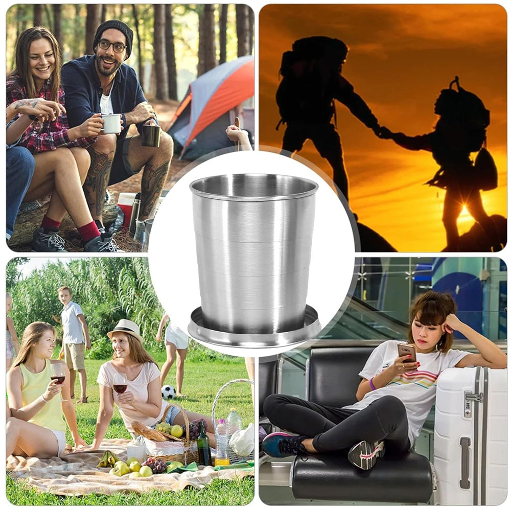 Taza Plegable de Acero Inoxidable Portátil para Camping y Exteriores (8.5 oz) 250ml S2160