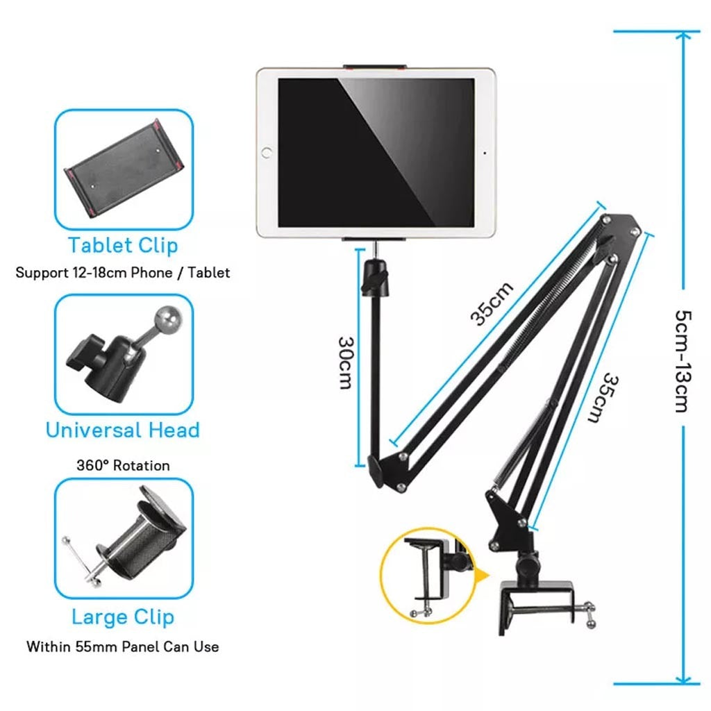 Soporte de brazo largo flexible para tablet ipad 360 grados escritorio S0978