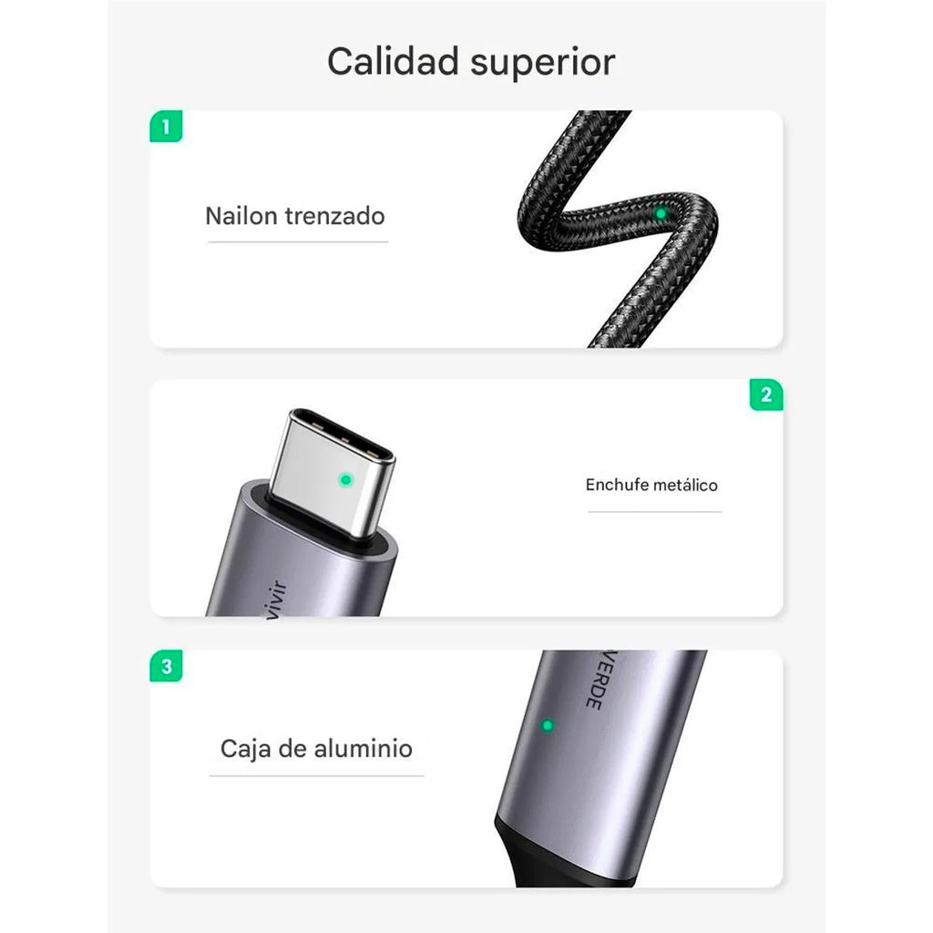 Adaptador USB-C a HDMI Ugreen CM297 4K@60Hz Cable Trenzado de Aluminio S2204
