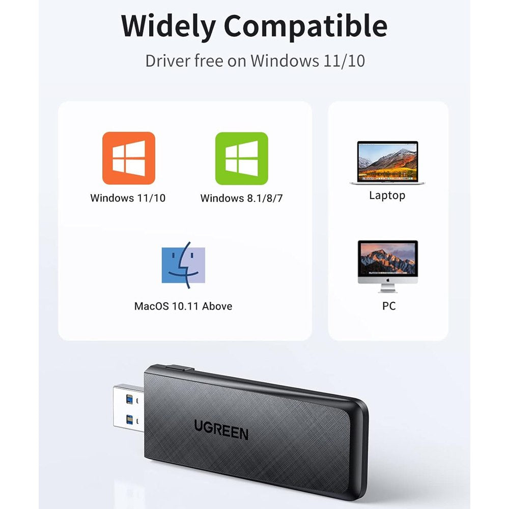 Adaptador USB WIFI Inalámbrico UGREEN AC1300 doble banda S1585