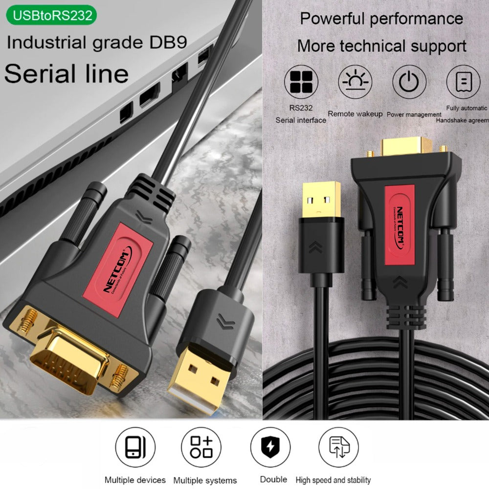 Cable Adaptador USB a Serie RS232 DB9 Serial 1.5 metros NETCOM S1177