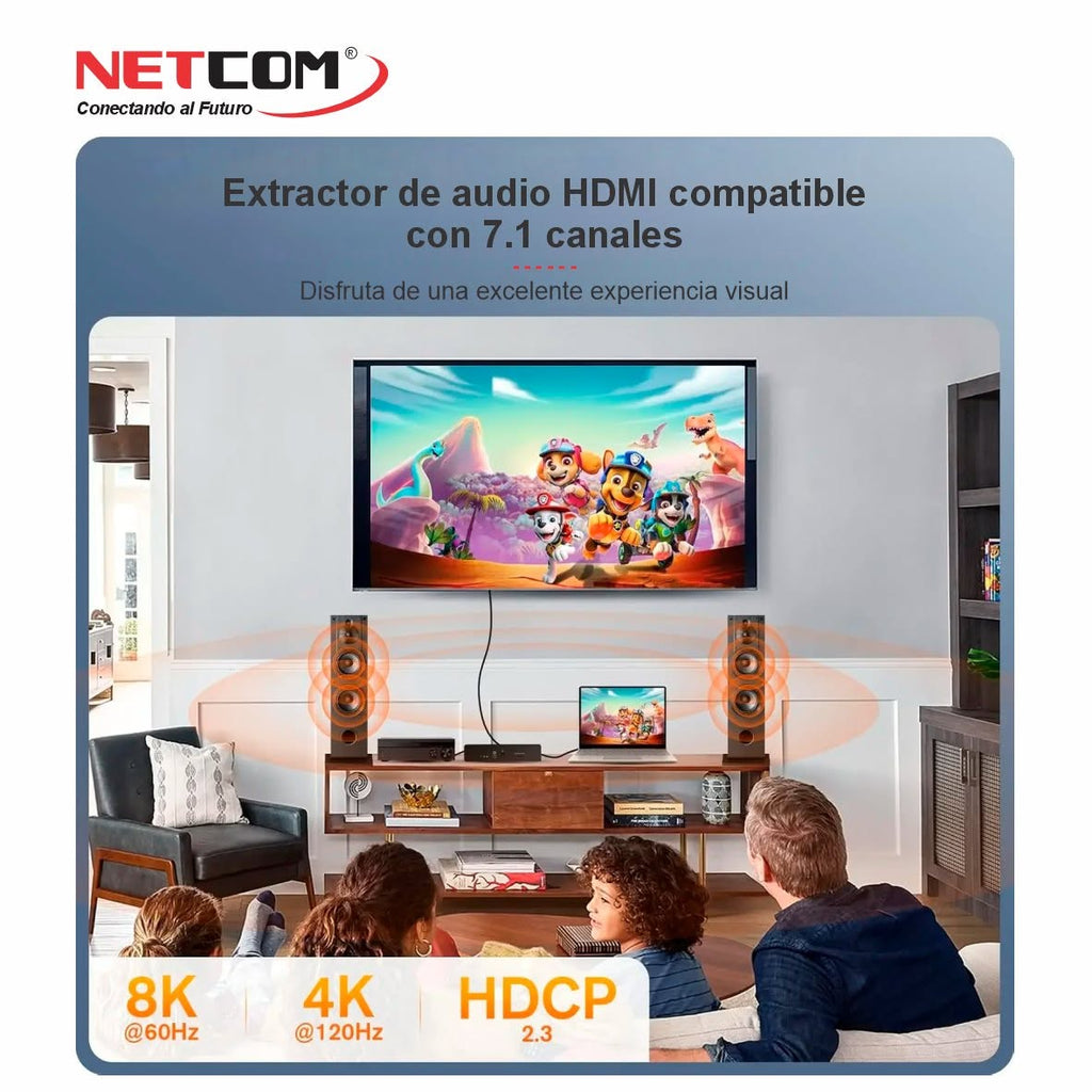Extractor de Audio HDMI 2.1 Profesional 8K@60Hz / 4K@144Hz con eARC (Modelo PE-EL0320) S2146