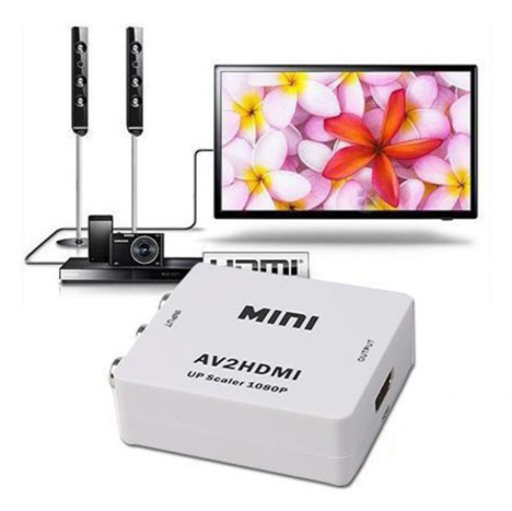 Convertidor Adaptador AV RCA a HDMI 1080p Full HD Video Blanco S0067