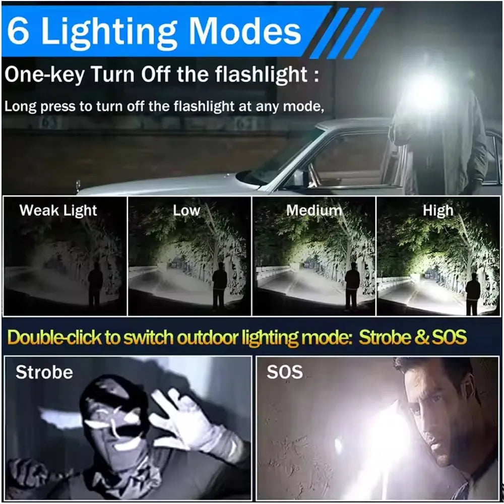 Linterna Potente Táctica Recargable C Martillo Emergencia Zoom 2000m S1780