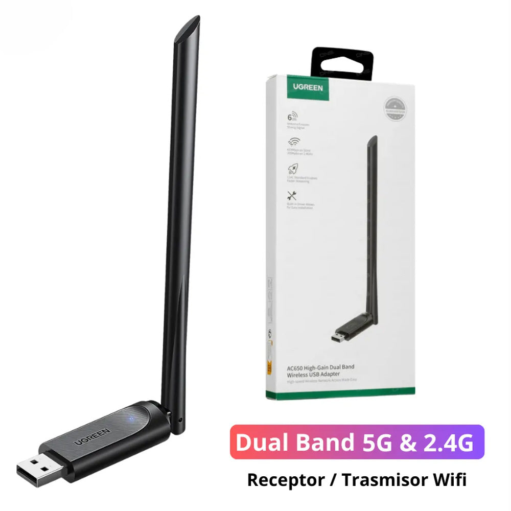 Adaptador Wi-Fi 6 USB Dual Band Ugreen AX900 de Alta Cobertura 886mbps S2128