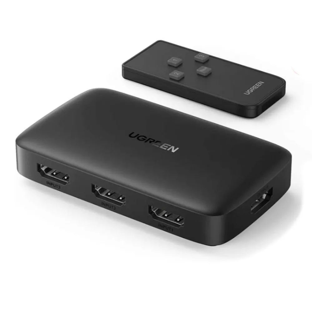 Switch HDMI 3 Puertos 4K 30Hz 3D HDR UGREEN con Control HDCP 1.4 S1656