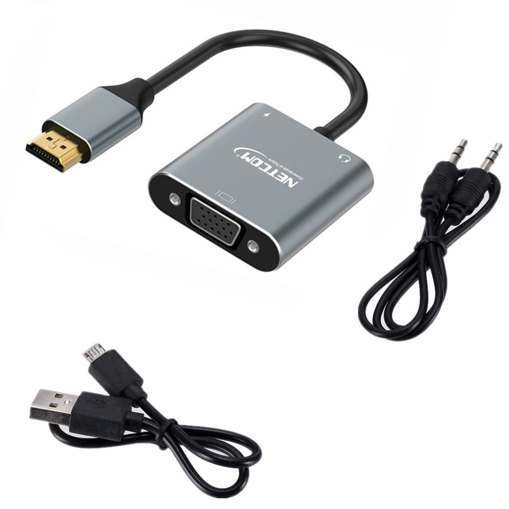 Convertidor HDMI macho a VGA hembra Netcom full HD audio y video 1080P S1140