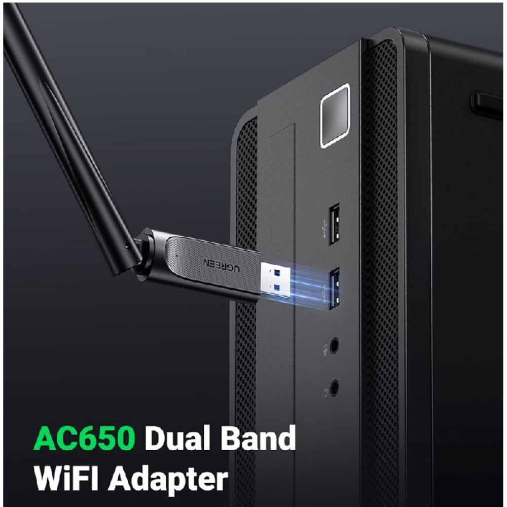 Adaptador Antena USB WIFI Inalámbrico UGREEN AC650 Doble Banda 6dBi S1639
