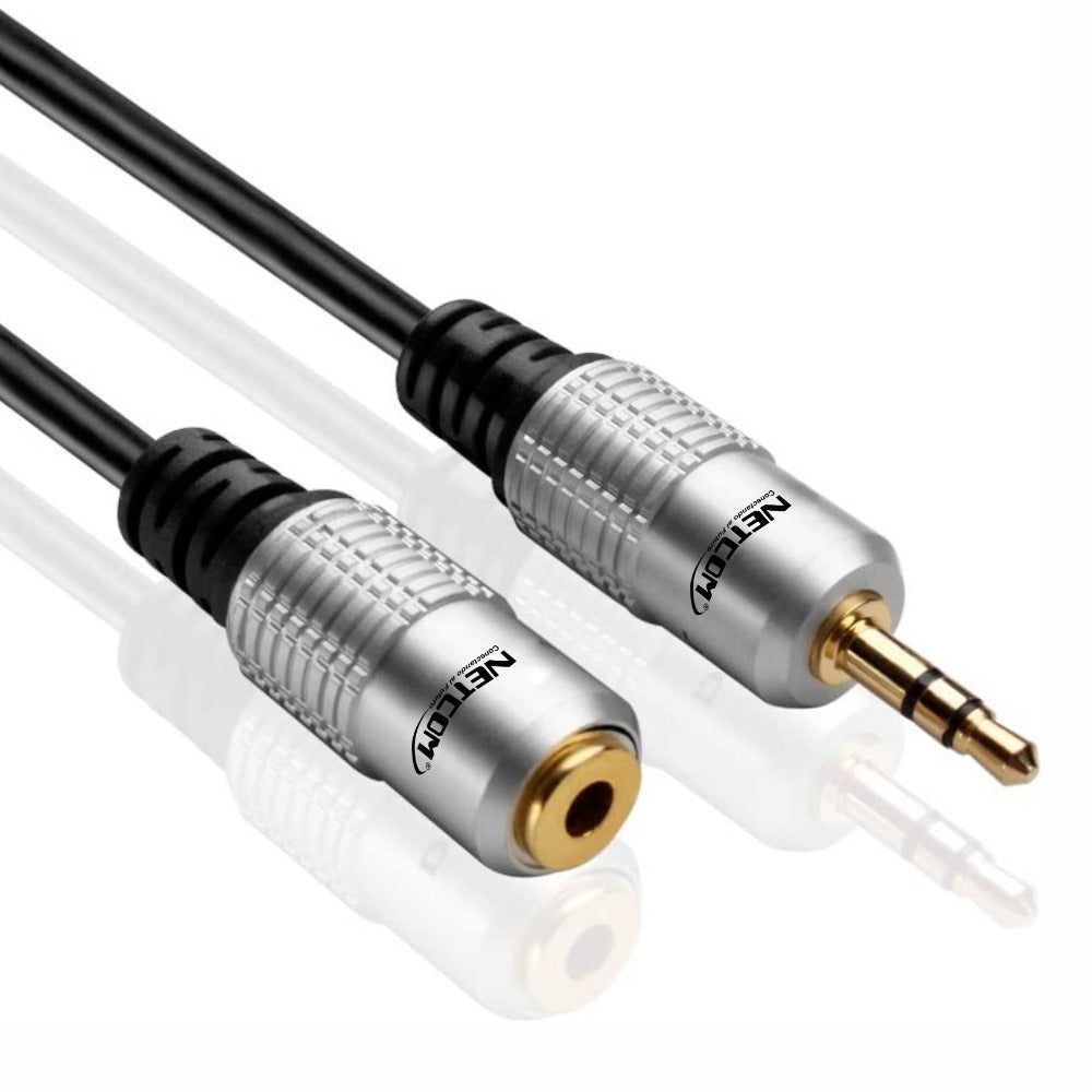 Cable Extension plug 3.5mm macho a plug 3.5mm hembra 1.8 Metros Netcom S1185
