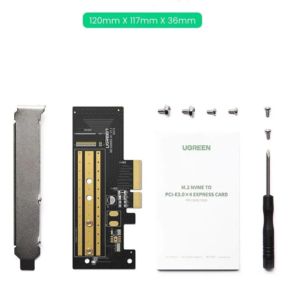 Tarjeta de Expansión UGREEN PCIe 3.0 x 4 Soporta 4TB Disco Solido NVME S1657