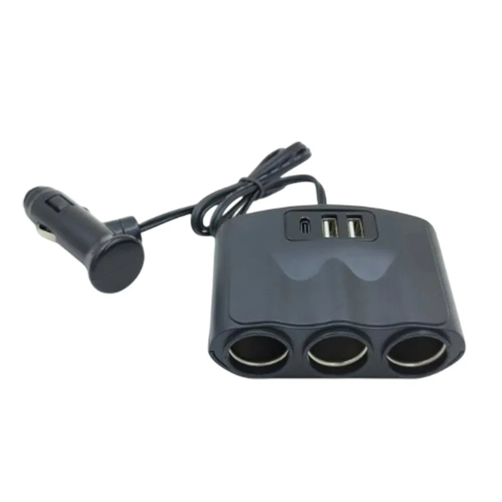 Splitter Cigarrera de Carga para Auto 3 Sockets + 3 USB (Inc. Tipo C) | SEISA S1986