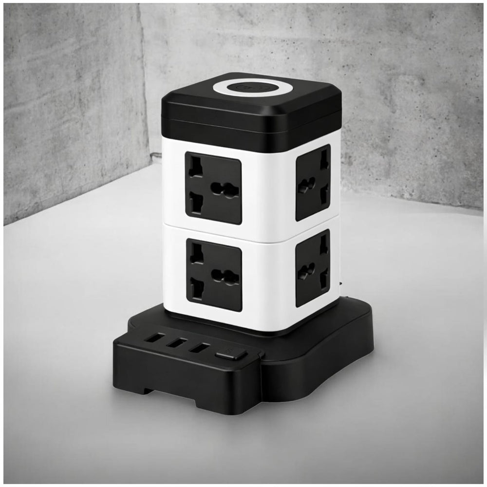 Extensión Torre Multicontacto de 8 Enchufes y 3 Puertos USB 2500W S2072