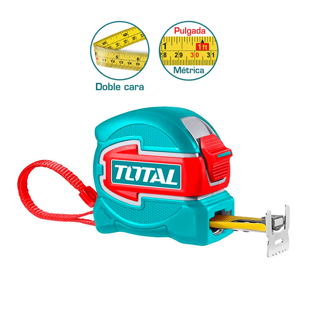 Kit de Medición Industrial TOTAL Medidor Láser 100m y Cinta Métrica 5m x 32mm Magnética TOS250902 S2303