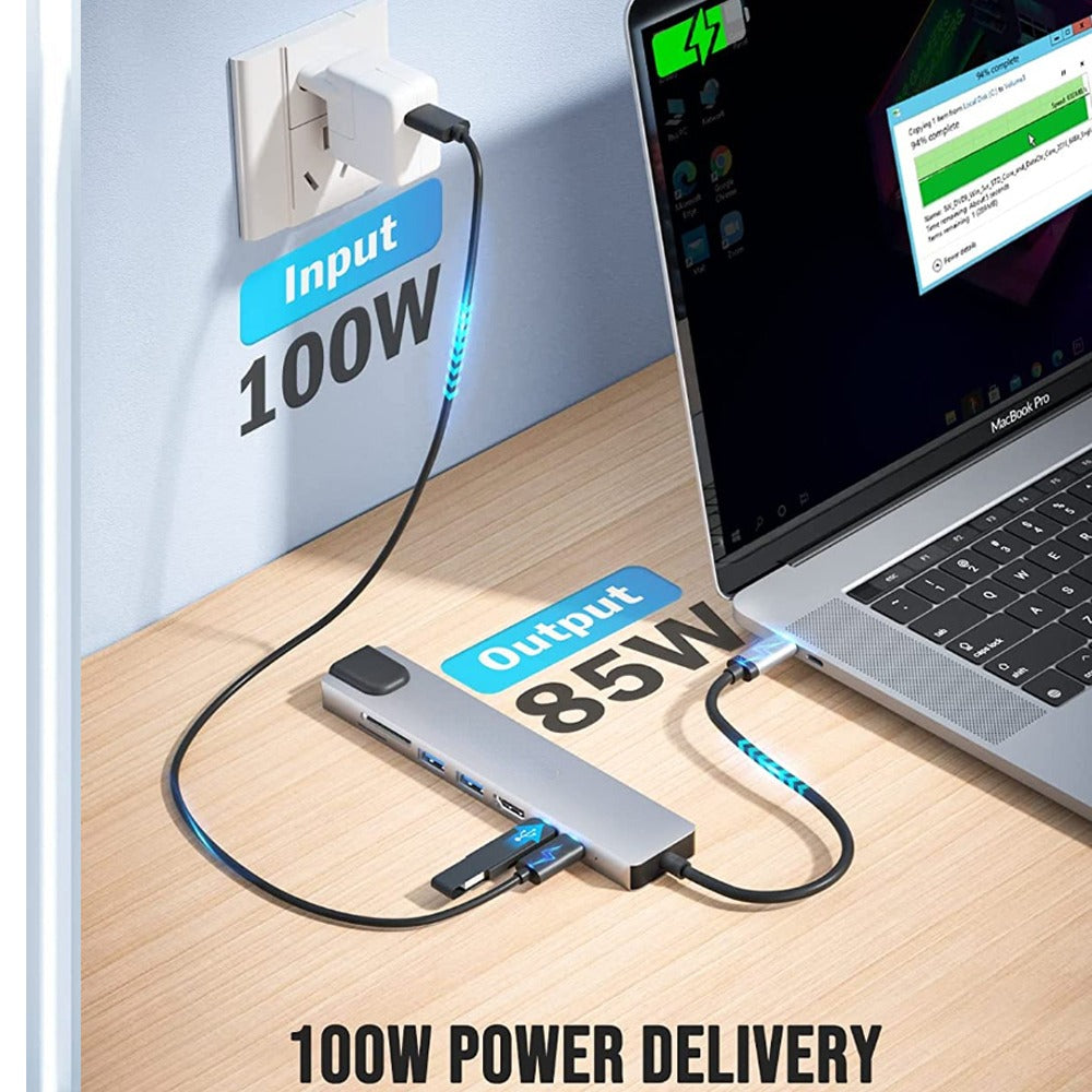Adaptador Tipo C A HDMI 4K USB 3.0 Lan 8 En 1 Multipuerto SD TF S1245