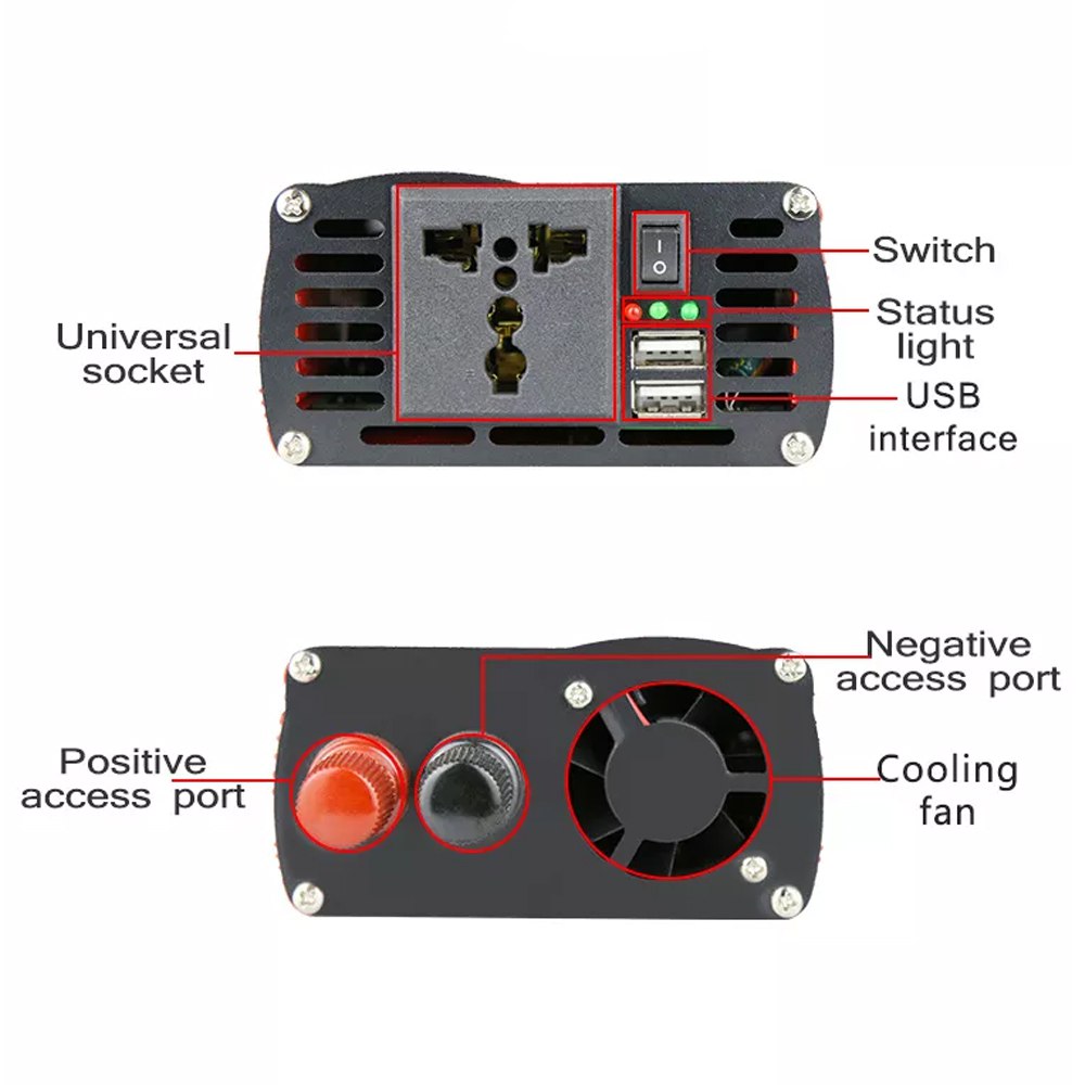 Inversor de Corriente Para Auto De 24v a 220v 2 USB 3000w SANTOFA S1378