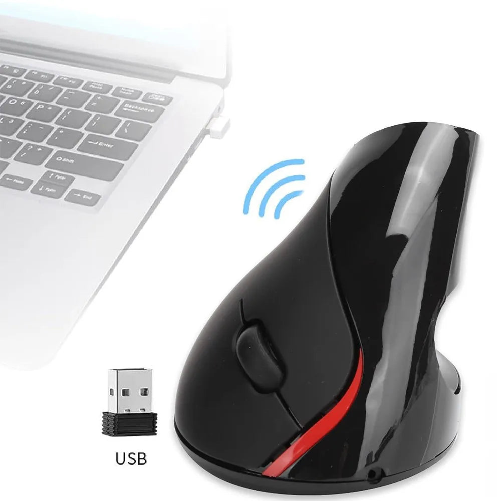 Mouse Vertical Inalambrico Ergonómico Usb Recargable Negro S1568