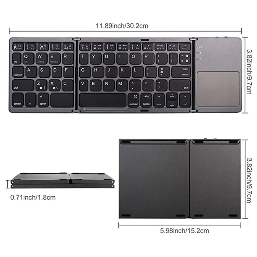 Mini Teclado Inalambrico Bluetooth plegable con touch pad delgado ios S0203