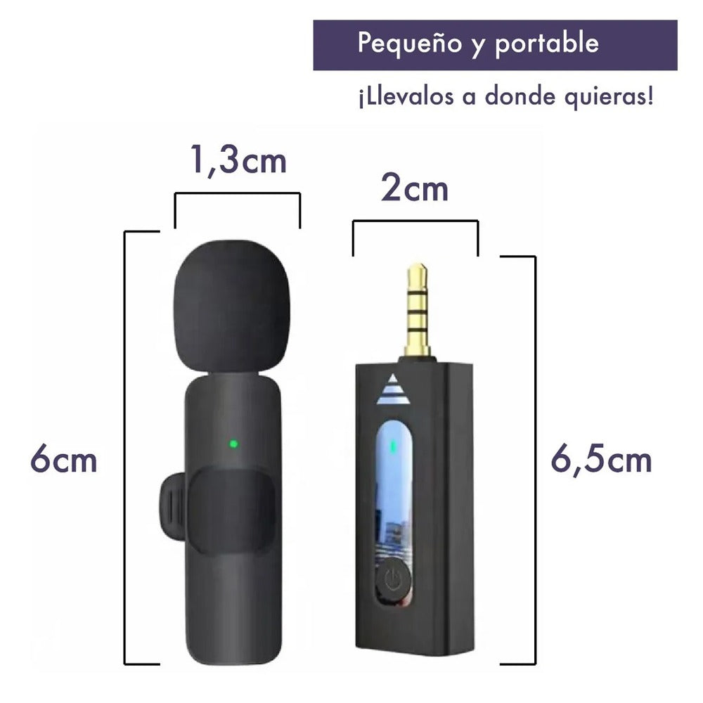 Mini Micrófono Solapa inalámbrico recargable plug 3.5mm android S1074