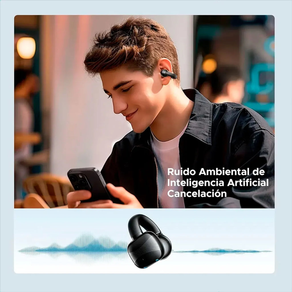 Audífonos Inalámbricos Open-Ear Ugreen HiTune S3 WS209 Bluetooth 5.4 Clip-On Batería 30H Negro S2216