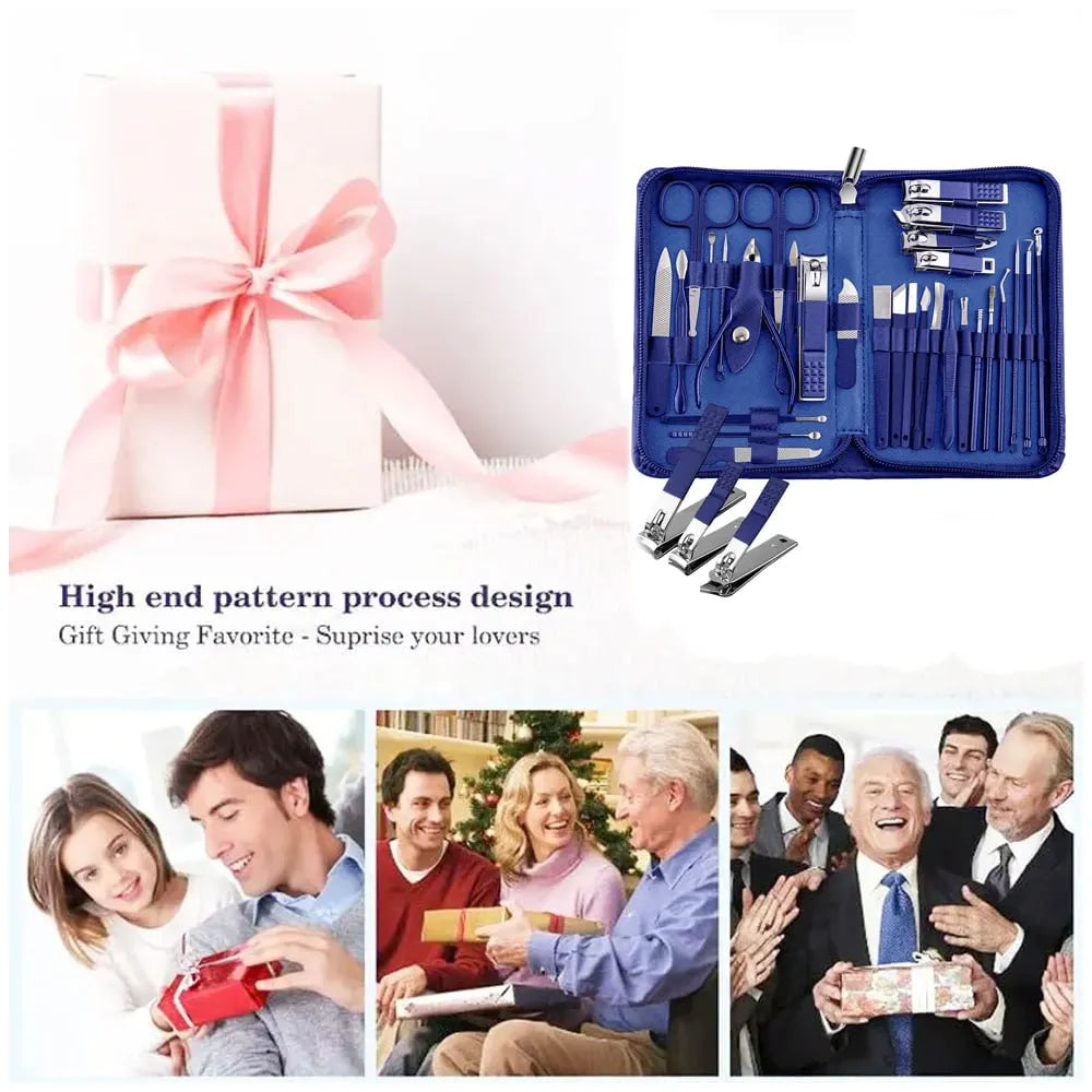 Kit Profesional de Manicura y Pedicura 30 en 1 (Acero Inoxidable) + Estuche S1476