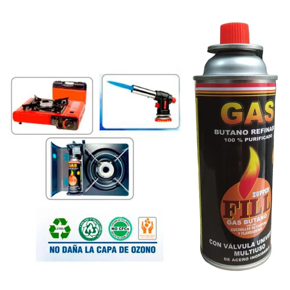 4 Gas Butano Ultra Refinado Valvula Universal Cocinillas Fill S1732