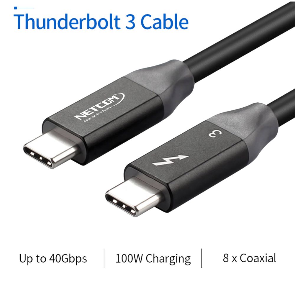 Cable USB-C Thunderbolt 3 NETCOM 60Hz 40Gbps 8K PD 100W 1 Metro S1273