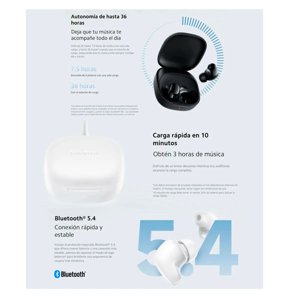 Audífonos Inalámbricos Xiaomi Redmi Buds 6 Play Bluetooth 5.4 36 Horas de Batería S2038