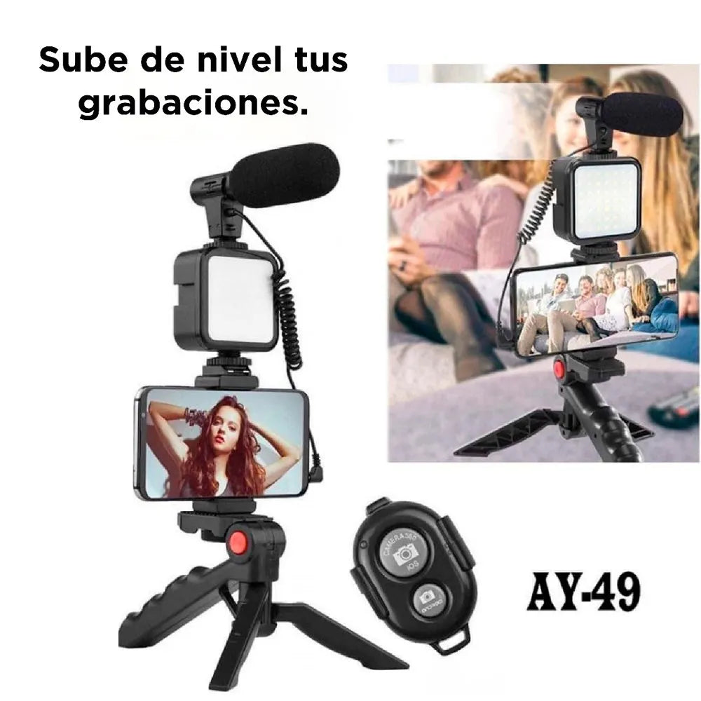 Kit Grabacion de Video con Tripode Luz Led Bluetooth Microfono S1583