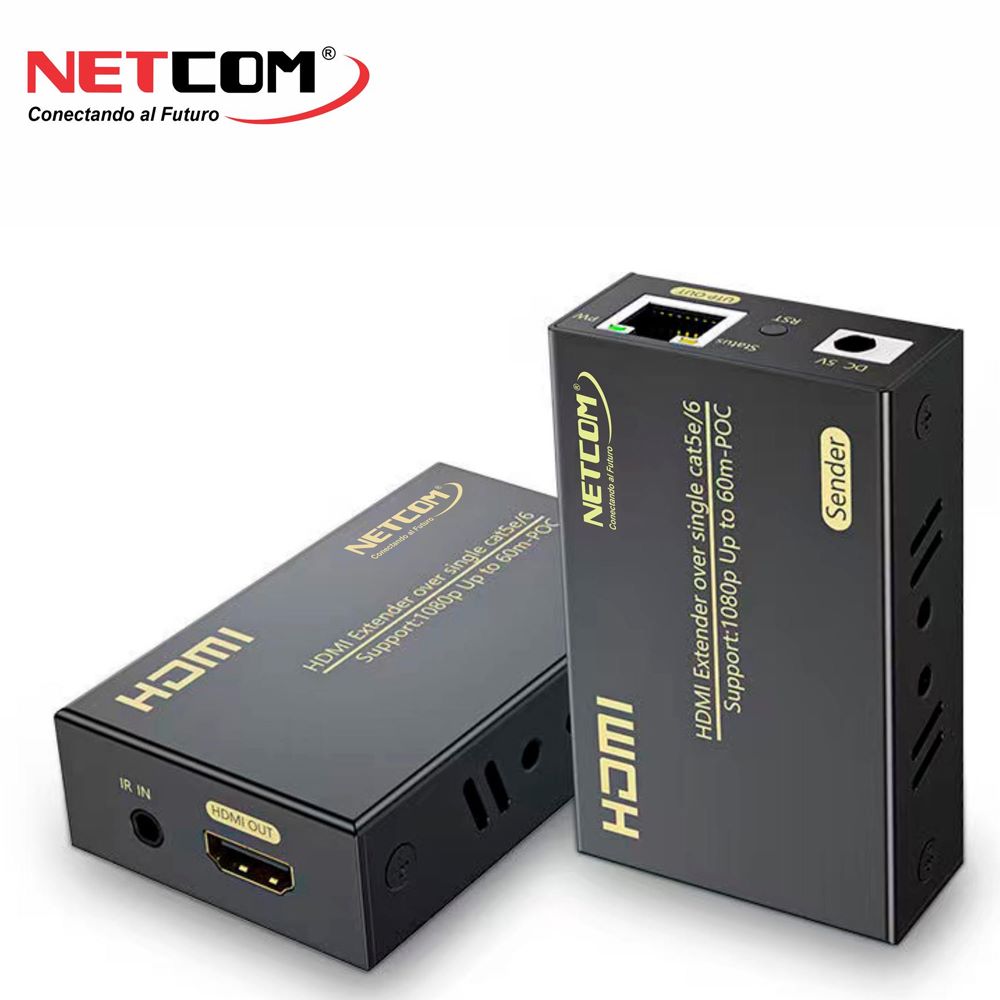 Extensión Extender Hdmi x Rj45 Utp Cat 5 6 7 Hasta 60 Metros NETCOM S1342