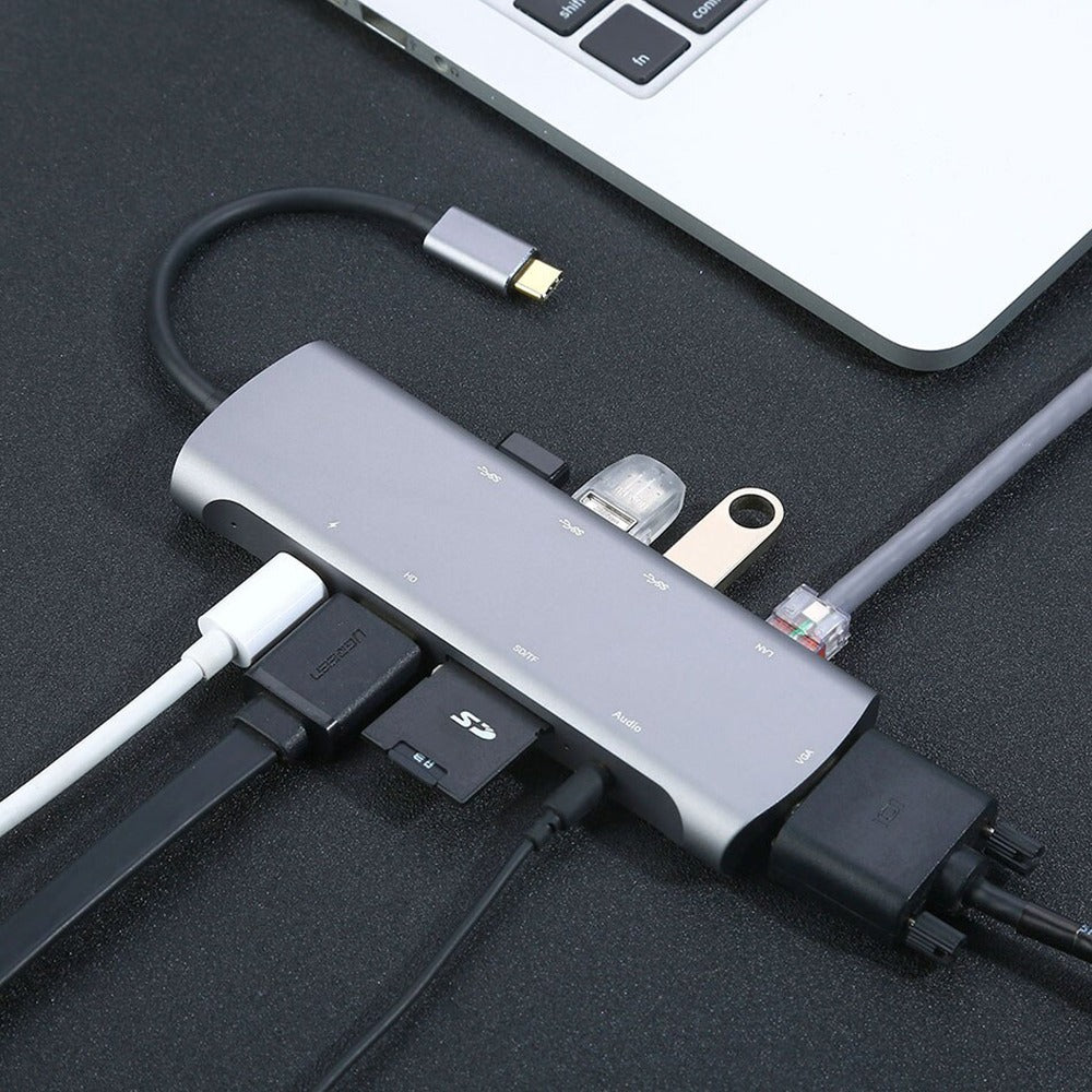 Adaptador Tipo C 10 En 1 Multiport Hub Estacion Lan Hdmi 4kVga rj45 S0807