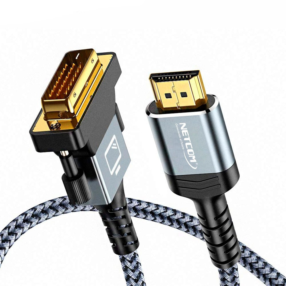Cable HDMI a DVI D 24+1 1.8 Metros NETCOM bidireccional Full HD 1080P S1120