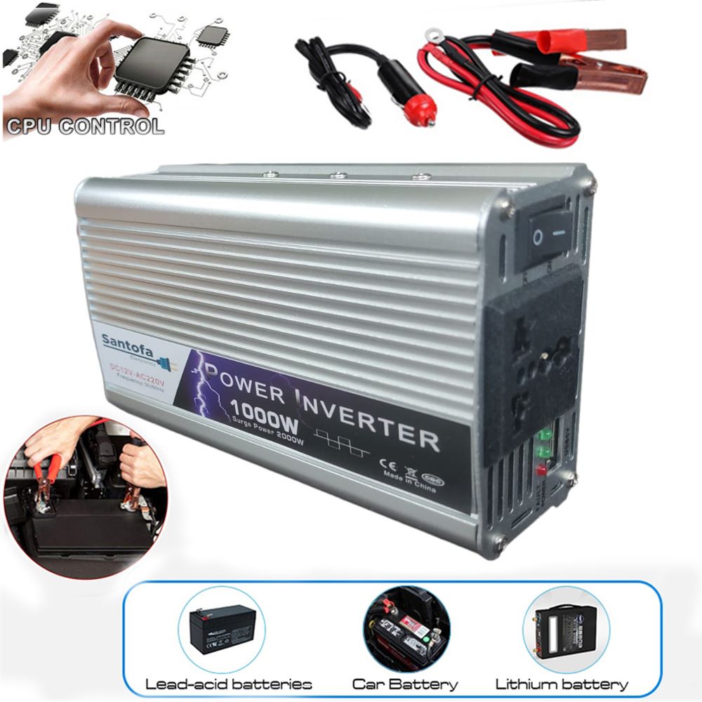 Inversor de Corriente 12V a 220V | 1000W - 2000W Pico | USB SANTOFA S1319