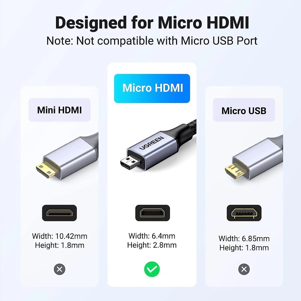 Cable Micro Hdmi a Hdmi 2 Metros UGREEN 2.1 8K 60 Hz Ultra HD eARC S1537