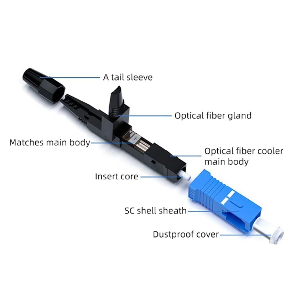 Caja x 100 conector rápido Fibra óptica SC UPC SM 0.3dB FTTH 60mm S1230