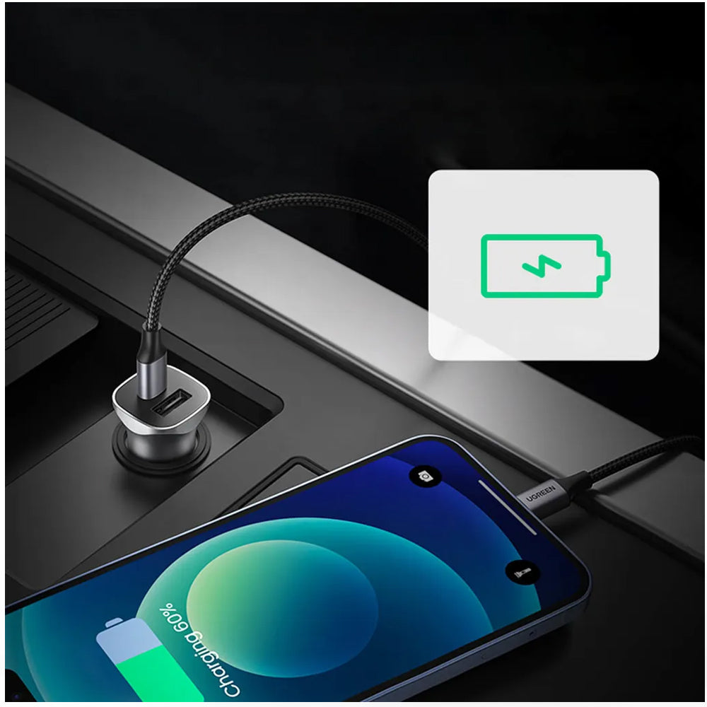 Mini Cargador de Auto UGREEN 30W Carga Rápida (USB-C y USB-A) s2083