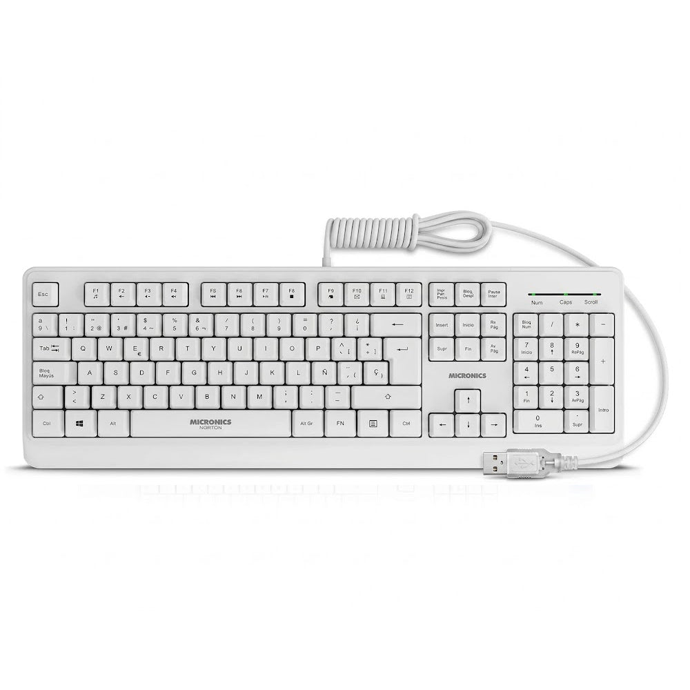 Teclado Multimedia USB Micronics Norton Blanco 105 Teclas Teclado Numérico UV MIC K608W s2239