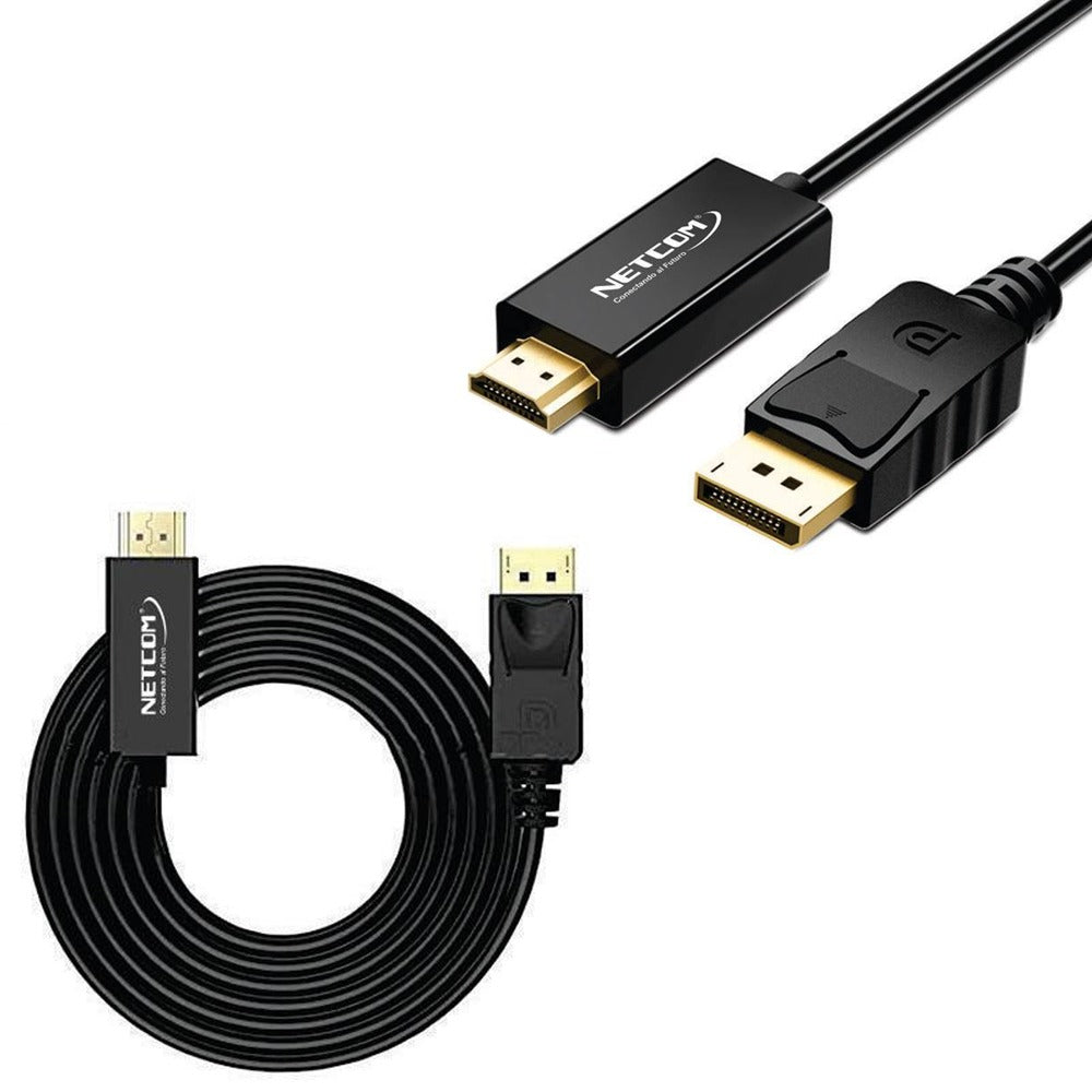 Cable Displayport a HDMI Netcom Pvc Macho 3 Metros 4k DP a HDMI 60hz S1145