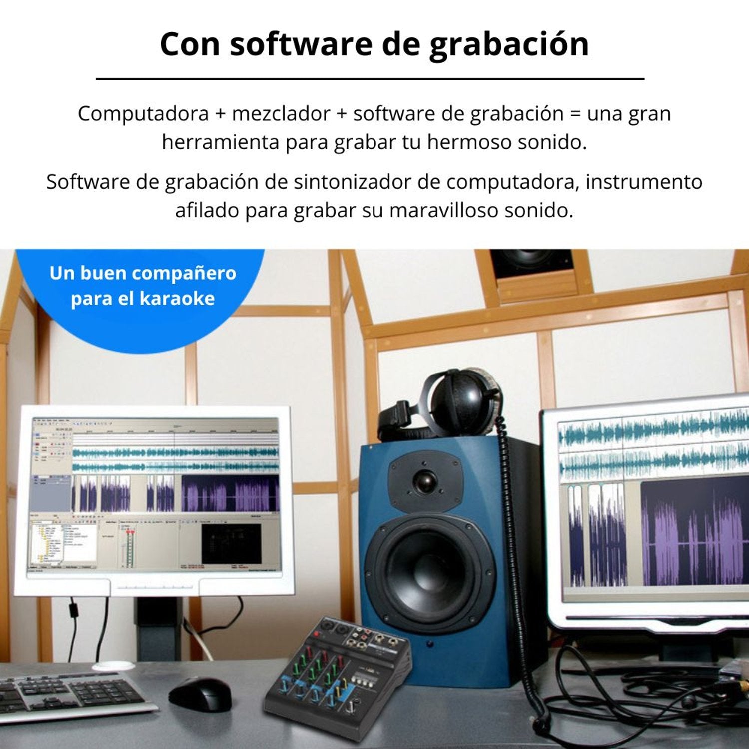 Consola Mezcladora de Audio Profesional 4 Canales Bluetooth USB Phantom +48V Tarjeta de Sonido F-4A s2256