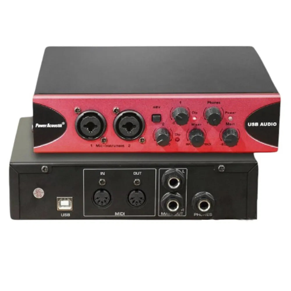 Interfaz de Audio Portatil USB DJ Karaoke 48V 2 Entradas Midi Guitarra S1834