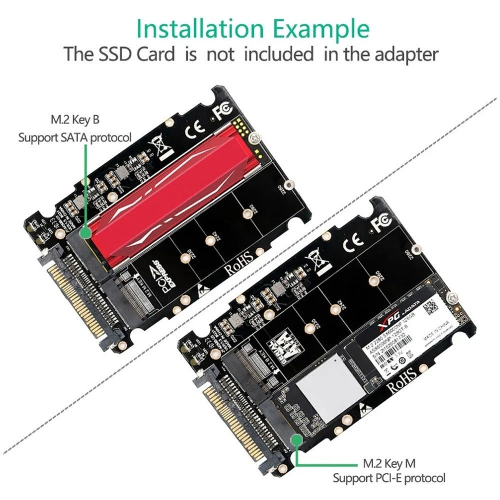 Adaptador M2 SSD a Nvme Bm Sata Ngff Ssd Pci-e A U2 Sff-8639 S1035