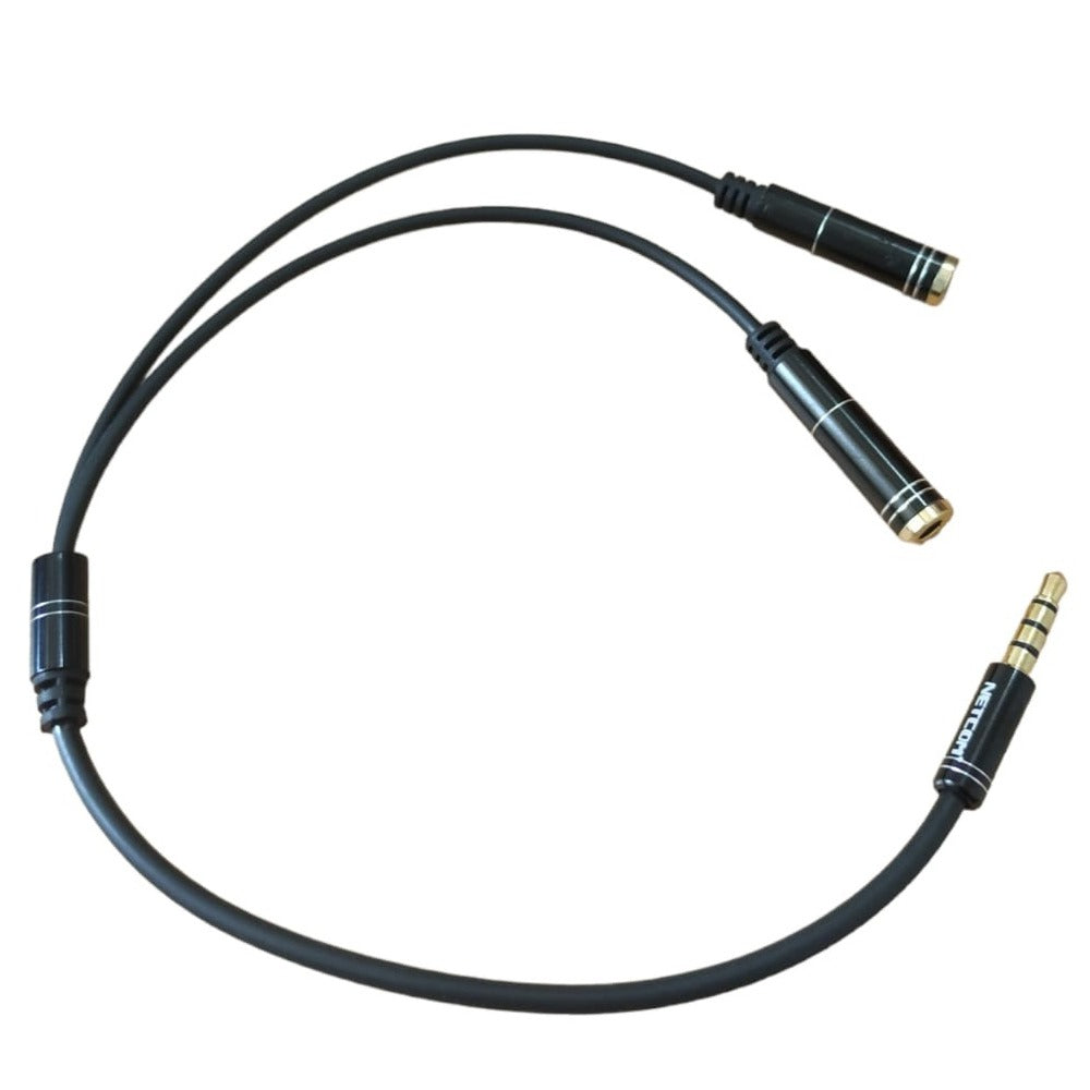 Adaptador Splitter Jack 3.5mm Audífonos Divisor 2 Hembra Mini netcom S1184