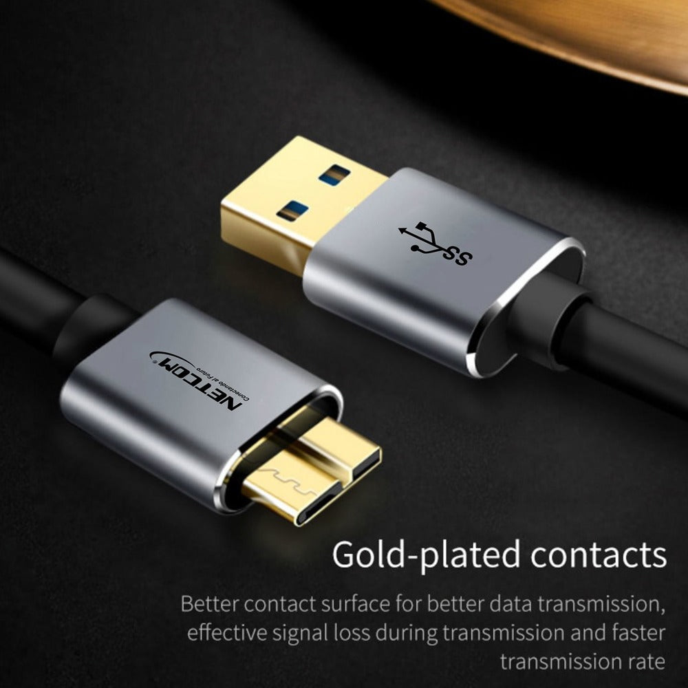 Cable USB 3.0 a Micro B NETCOM 30cm para Disco Duro Externo S2035